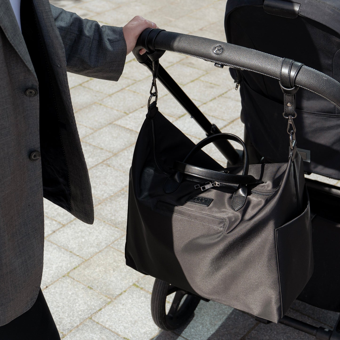 Torba na pieluchy - nylonowa, czarna